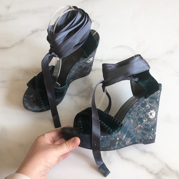 Theodora & Callum Biarritz Velvet Lace-Up Sandal - Picture 1 of 13